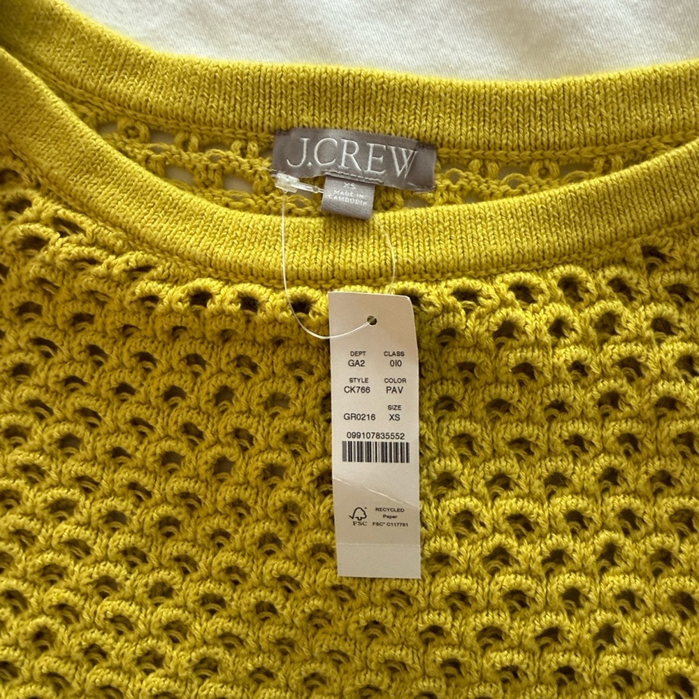 NWT! XS J. crew pointelle boatneck sweater in pressed avocado - Picture 6 of 7